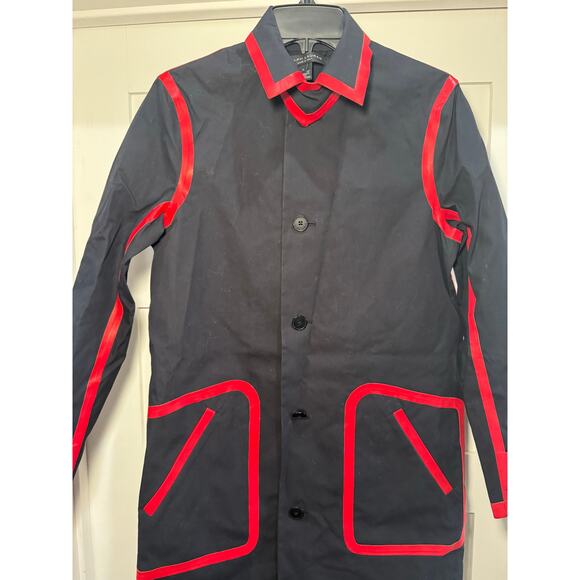 Ralph Lauren New Women's Black Label-Black Trench Coat Red Trim Size 4 - Italy - Picture 3 of 16